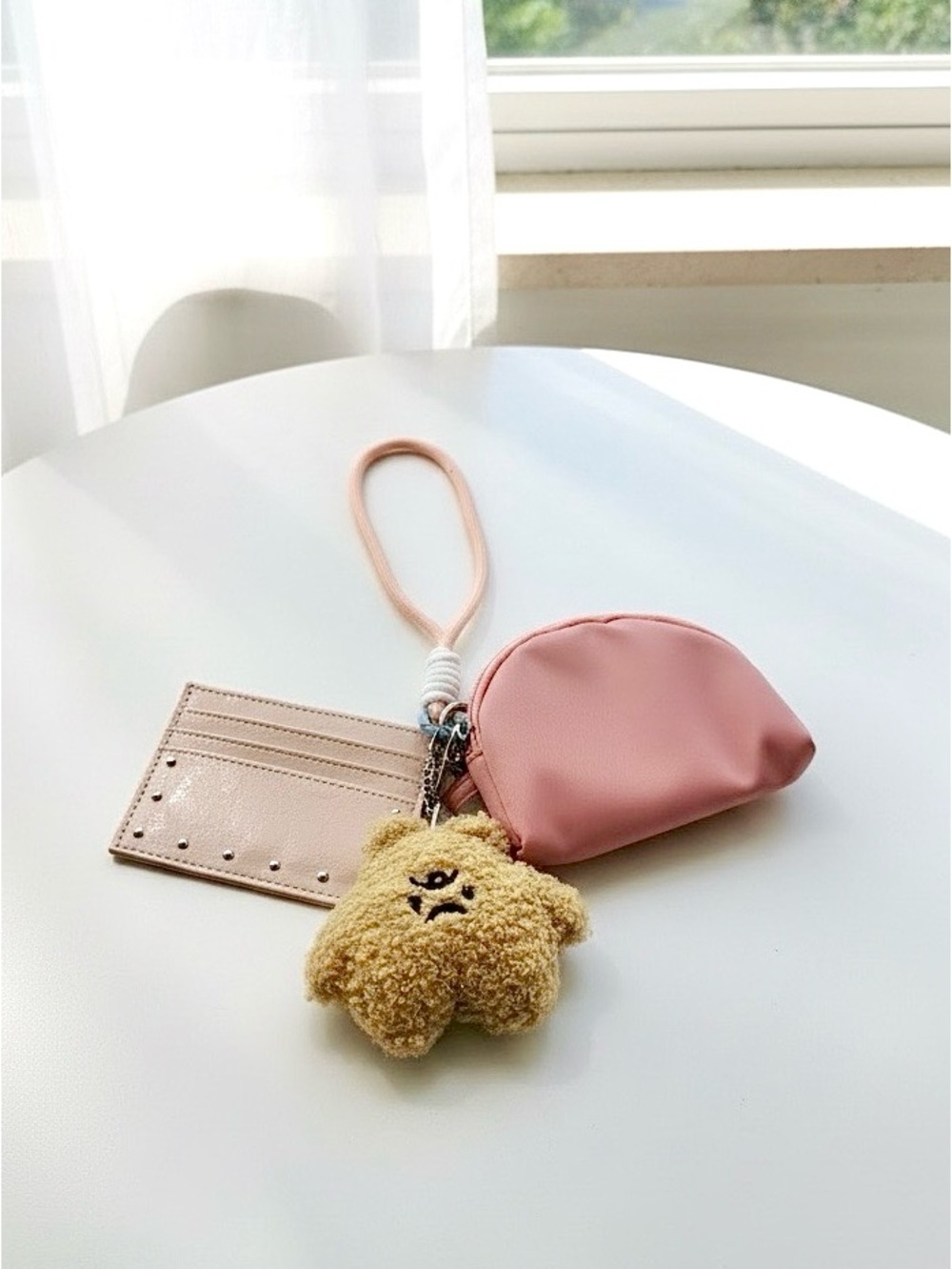 Pink Wallet Accessory Bundle | Card Holder + Mini Pouch + Plush Charm